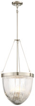  2324-84 - 4L brushed nickel pendant w/ ribbed gls