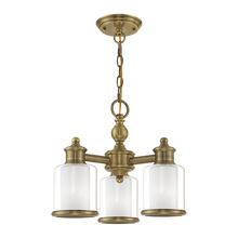  40203-01 - 3 Lt Antique Brass Convertible Mini Chandelier/Ceiling Mount