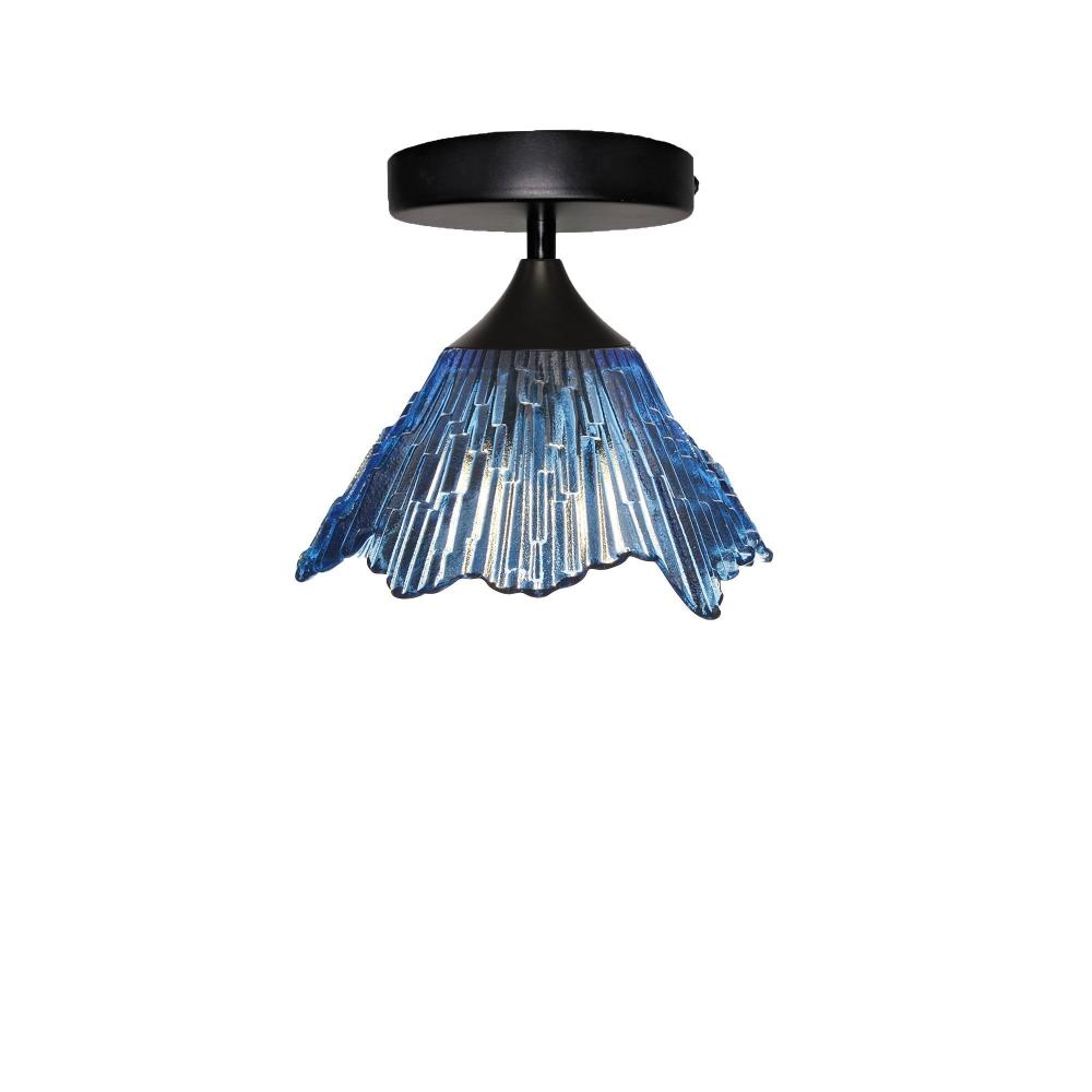 212 Summit: Semi Flush Light - Steel Blue / Matte Black