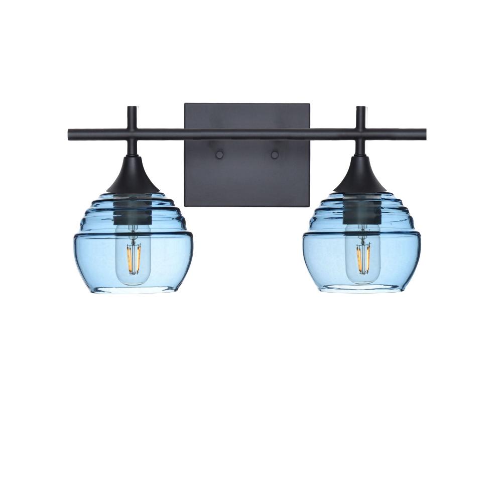 301 Lucent: 2 Light Wall Vanity - Steel Blue / Matte Black