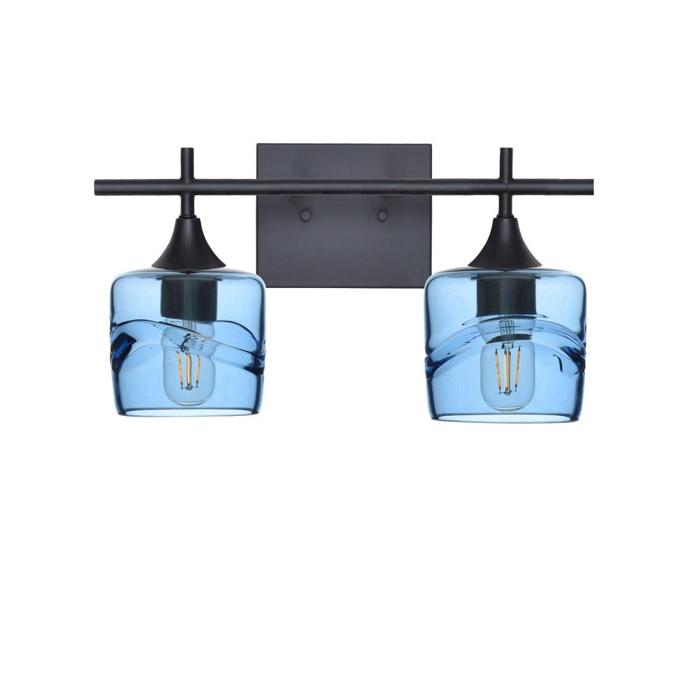 601 Swell: 2 Light Wall Vanity - Steel Blue / Matte Black