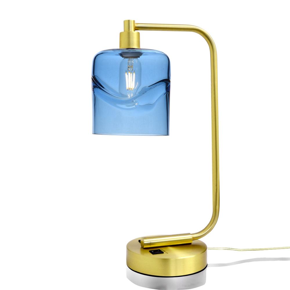 603 Swell: Table Lamp - Steel Blue / Satin Brass