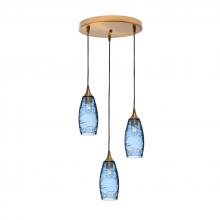 Bicycle Glass X3-147SPNSTB-RND01-BRS-X4-04W - 147 Spun: 3 Pendant Cascade Chandelier