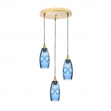 Bicycle Glass X3-147SWLSTB-RND01-BRS-X4-04W - 147 Swell: 3 Pendant Cascade Chandelier