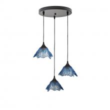 Bicycle Glass X3-212SUMSTB-RND02-BLK-X4-04W - 212 Summit: 3 Pendant Cascade Chandelier