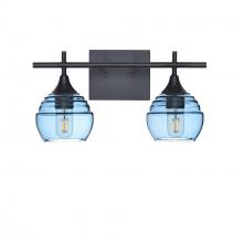 Bicycle Glass X2-301LUCSTB-VAN01-BLK-XX-04W - 301 Lucent: 2 Light Wall Vanity - Steel Blue / Matte Black