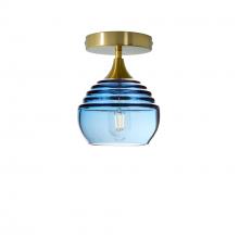 Bicycle Glass X1-301LUCSTB-SEM01-BRS-XX-04W - 301 Lucent: Semi Flush Light - Steel Blue / Polished Brass