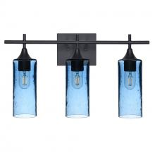 Bicycle Glass X3-513LUNSTB-VAN01-BLK-XX-04W - 513 Lunar: 3 Light Wall Vanity - Steel Blue / Matte Black