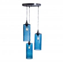 Bicycle Glass X3-515LUNSTB-RND01-BNI-X4-04W - 515 Lunar: 3 Pendant Cascade Chandelier