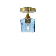  X1-601LUNSTB-SEM01-BRS-XX-04W - 601 Lunar: Semi Flush Light - Steel Blue / Polished Brass