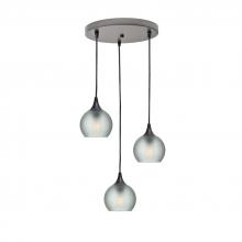 Bicycle Glass X3-763CELCLR-RND01-BNZ-X4-04W - 763 Celestial: 3 Pendant Cascade Chandelier