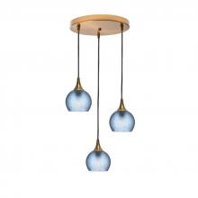 Bicycle Glass X3-763CELSTB-RND01-BRS-X4-04W - 763 Celestial: 3 Pendant Cascade Chandelier