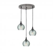 Bicycle Glass X3-763GLACLR-RND01-BNZ-X4-04W - 763 Glacial: 3 Pendant Cascade Chandelier