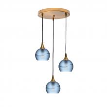 Bicycle Glass X3-763GLASTB-RND01-BRS-X4-04W - 763 Glacial: 3 Pendant Cascade Chandelier