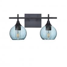 Bicycle Glass X2-763LUNGRA-VAN01-BLK-XX-04W - 763 Lunar: 2 Light Wall Vanity - Slate Gray / Matte Black