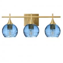 Bicycle Glass X3-763SPNSTB-VAN01-BRS-XX-04W - 763 Spun: 3 Light Wall Vanity - Steel Blue / Satin Brass