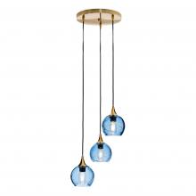 Bicycle Glass X3-763SPNSTB-RND01-BRS-X4-04W - 763 Spun: 3 Pendant Cascade Chandelier