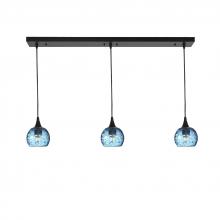 Bicycle Glass X3-763SPNSTB-LIN01-BLK-X4-04W - 763 Spun: 3 Pendant Linear Chandelier