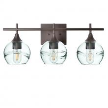 Bicycle Glass X3-763SWLCLR-VAN01-BNZ-XX-04W - 763 Swell: 3 Light Wall Vanity - Eco Clear / Dark Bronze