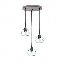  X3-763SWLCLR-RND01-BNZ-X4-04W - 763 Swell: 3 Pendant Cascade Chandelier