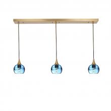 Bicycle Glass X3-763SWLSTB-LIN01-BRS-X4-04W - 763 Swell: 3 Pendant Linear Chandelier