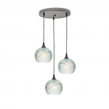  X3-767GLACLR-RND01-BNZ-X4-04W - 767 Glacial: 3 Pendant Cascade Chandelier