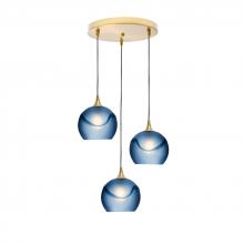 Bicycle Glass X3-767GLASTB-RND01-BRS-X4-04W - 767 Glacial: 3 Pendant Cascade Chandelier