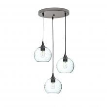  X3-767LUNCLR-RND01-BNZ-X4-04W - 767 Lunar: 3 Pendant Cascade Chandelier