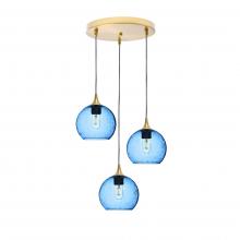 Bicycle Glass X3-767LUNSTB-RND01-BRS-X4-04W - 767 Lunar: 3 Pendant Cascade Chandelier