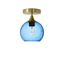 Bicycle Glass X1-767LUNSTB-SEM01-BRS-XX-04W - 767 Lunar: Semi Flush Light - Steel Blue / Polished Brass