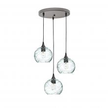  X3-767SPNCLR-RND01-BNZ-X4-04W - 767 Spun: 3 Pendant Cascade Chandelier