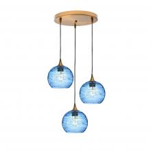 Bicycle Glass X3-767SPNSTB-RND01-BRS-X4-04W - 767 Spun: 3 Pendant Cascade Chandelier