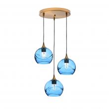 Bicycle Glass X3-767SWLSTB-RND01-BRS-X4-04W - 767 Swell: 3 Pendant Cascade Chandelier