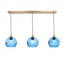 Bicycle Glass X3-767SWLSTB-LIN01-BRS-X4-04W - 767 Swell: 3 Pendant Linear Chandelier