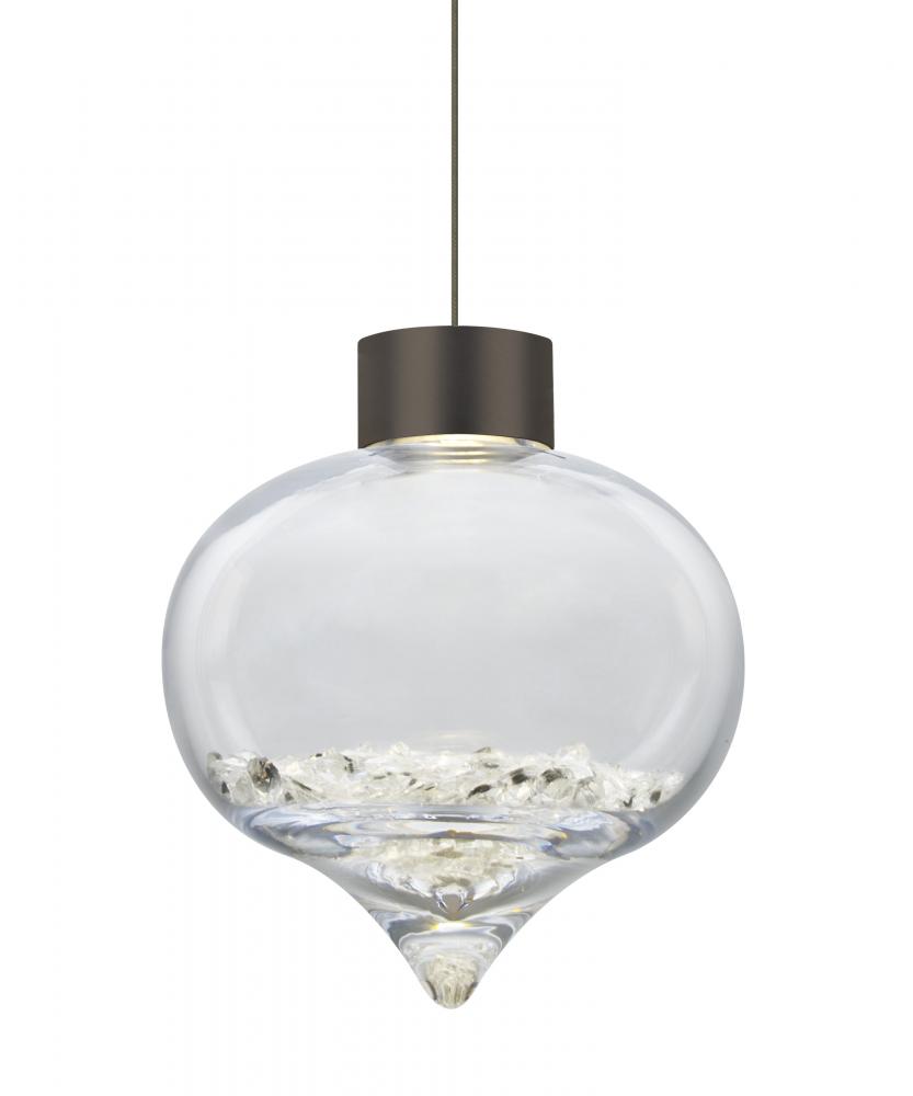 Besa Terra Cord Pendant, Clear Crystals, Bronze Finish, 1x3W LED