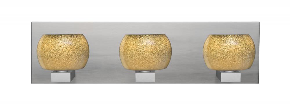 Besa, Keno Vanity, Gold Sand, Satin Nickel Finish, 3x60W Halogen