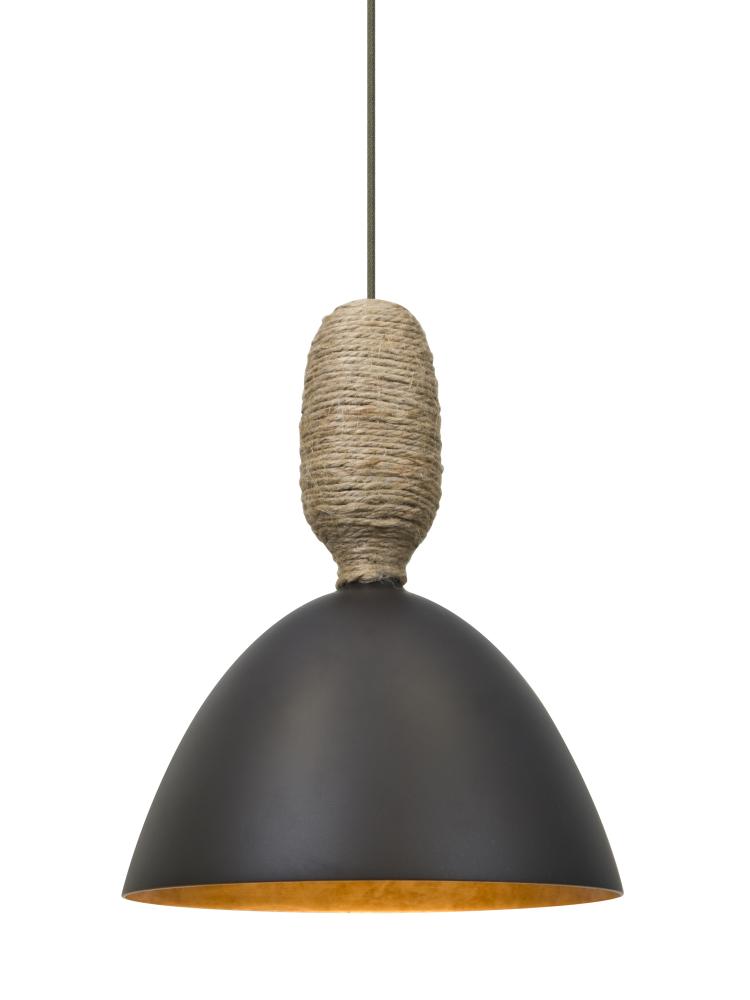 Besa Creed Cord Pendant For Multiport Canopy, Dark Bronze With Gold Reflector, Bronze