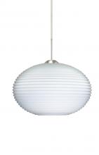  1JC-491207-LED-SN - Besa Pendant Pape 10 Satin Nickel Opal Ribbed 1x9W LED