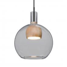  1JC-BENJISMNA-LED-BK - Besa, Benji Cord Pendant, Smoke/Natural, Black Finish, 1x9W LED