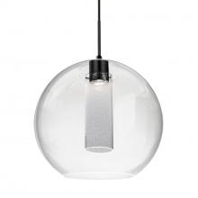  1JC-ELICL-LED-BK - Besa Eli Pendant, Clear/Inner Bubble, Black Finish, 1x9W LED