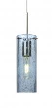  1JC-JUNI10BL-SN - Besa, Juni 10 Cord Pendant, Blue Bubble, Satin Nickel, 1x60W Medium Base