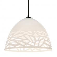  1JC-KIEVWH-BK - Besa Kiev Pendant, White, Black Finish, 1x60W MAX E26 Base