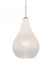  1JC-LEONWC-LED-SN - Besa, Leon Cord Pendant, Milky White/Clear, Satin Nickel Finish, 1x9W LED