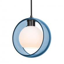  1JC-MANABL-BK - Besa Mana Pendant, Blue/Opal, Black Finish, 1x60W MAX E26 Base