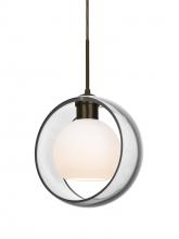  1JC-MANACL-LED-BR - Besa Mana Pendant, Clear/Opal, Bronze Finish, 1x9W LED