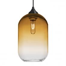  1JC-OMEGA12AM-BK - Besa, Omega 12 Cord Pendant,Amber/Clear, Black Finish, 1x60W MAX E26 Base