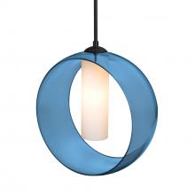  1JC-PLATOBL-BK - Besa, Plato Cord Pendant, Blue/Opal, Black Finish, 1x60W MAX E26 Base