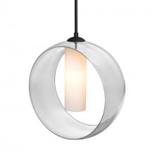  1JC-PLATOCL-BK - Besa, Plato Cord Pendant, Clear/Opal, Black Finish, 1x60W MAX E26 Base