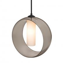  1JC-PLATOSM-LED-BK - Besa, Plato Cord Pendant, Smoke/Opal, Black Finish, 1x5W LED