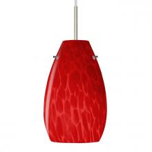 Besa Lighting 1JT-4126RC-LED-SN - Besa, Pera 9 Cord Pendant, Red Cloud, Satin Nickel Finish, 1x9W LED